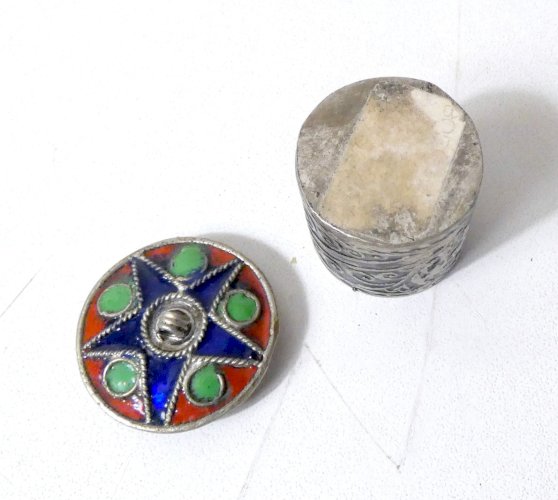 Boîte pendentif berbère marocaine cloisonné émaillé vintage années 60/70
