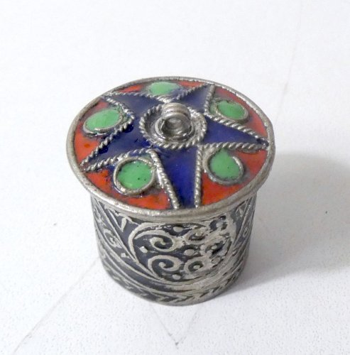 Boîte pendentif berbère marocaine cloisonné émaillé vintage années 60/70