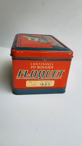 BOITE PUBLICITAIRE EN TOLE BOUGIE AUTOMOBILE FLOQUET