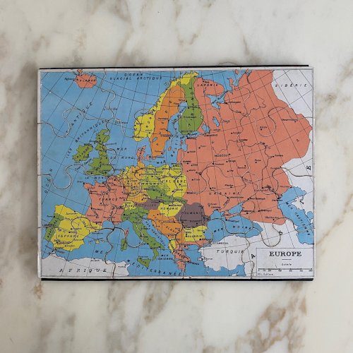 Boite puzzle cartes géographiques XIXe M3727