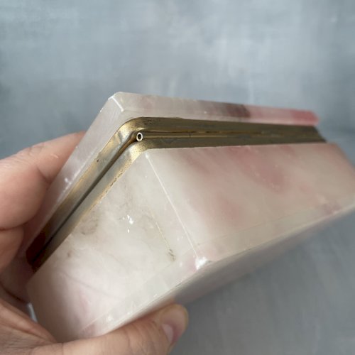 Boite rectangle vintage en onyx rose coffret à bijoux ou autre