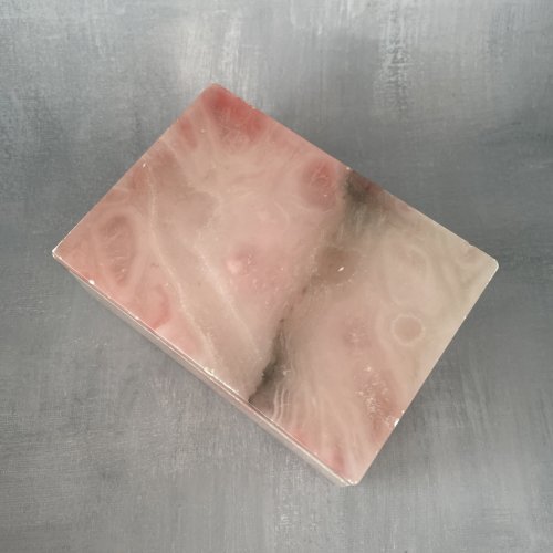 Boite rectangle vintage en onyx rose coffret à bijoux ou autre