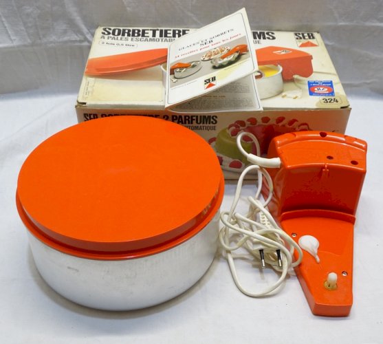 -BOITE SORBETIERE 2 PARFUMS SEB 324 ANNEES 70 DECO VINTAGE CUISINE COLLECTION  D