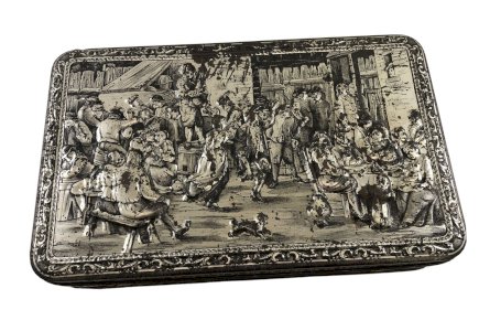 Boîte vintage décor Teniers – “Mariage Paysan” – Relief peint – Années 60