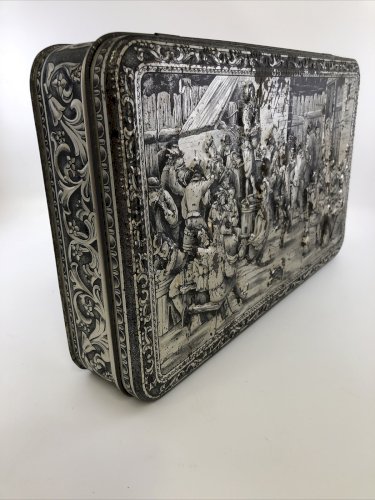 Boîte vintage décor Teniers – “Mariage Paysan” – Relief peint – Années 60