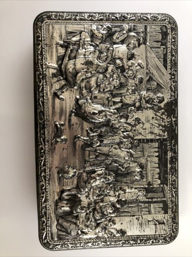 Boîte vintage décor Teniers – “Mariage Paysan” – Relief peint – Années 60