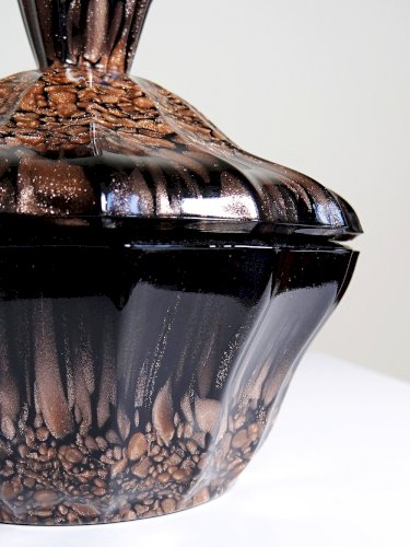 Boite/sucrier vintage Vincenzo Nason Murano verre aventurine noir