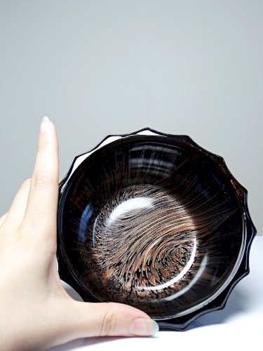 Boite/sucrier vintage Vincenzo Nason Murano verre aventurine noir