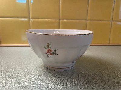 Antique faceted porcelain bowl