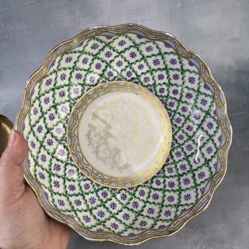 Bol coupe à fruit saladier & cuillère porcelaine décor par LE TALLEC Paris