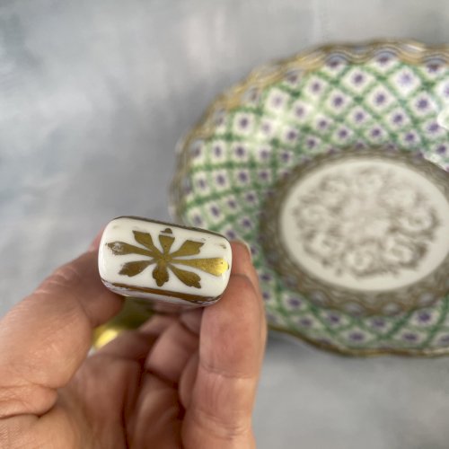 Bol coupe à fruit saladier & cuillère porcelaine décor par LE TALLEC Paris