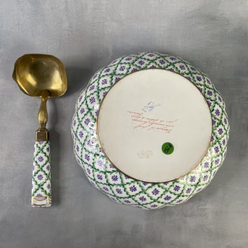 Bol coupe à fruit saladier & cuillère porcelaine décor par LE TALLEC Paris