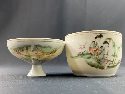 Bol couvert XIXe en porcelaine de Chine aux idéogrammes