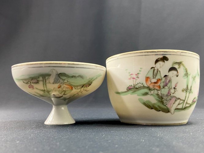 Bol couvert XIXe en porcelaine de Chine aux idéogrammes