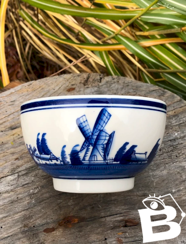 Bol en faïence blanc motifs bleus