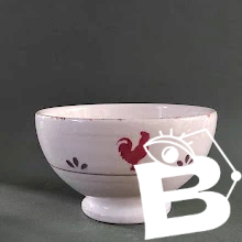 Bol en porcelaine, décor coqs