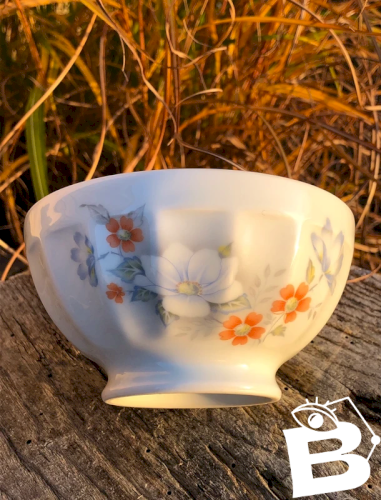 Bol rétro vintage en porcelaine de Limoges motifs fleurs