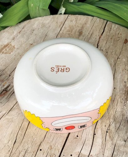 Bol vintage en grès motif tête de clown