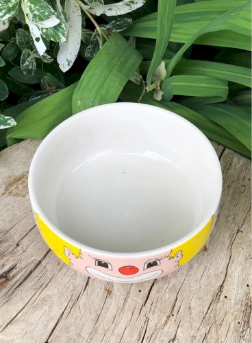 Bol vintage en grès motif tête de clown