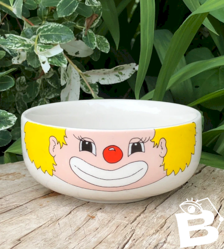 Bol vintage en grès motif tête de clown