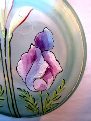 Bonbonnière Art Nouveau, verre émaillé Legras: Les Tulipes violettes