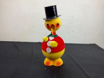 Bonbonnière canard poussin vintage années 60 Pâques papier mâché nodder