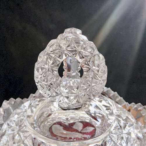 Bonbonnière en cristal Hofbauer collection Byrdes aux oiseaux rubis