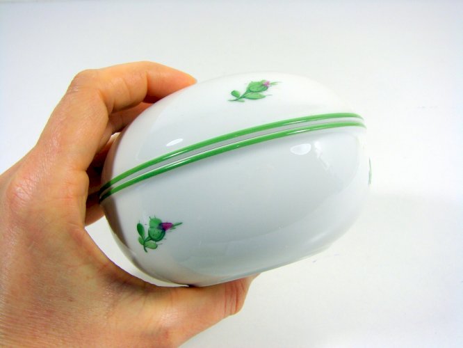 Bonbonnière Porcelaine Vienne Décor Fleurs Signée D - 10,5 cm TBE