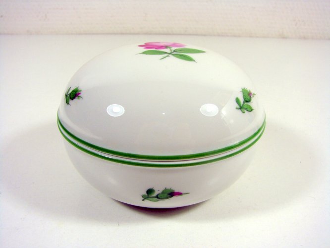 Bonbonnière Porcelaine Vienne Décor Fleurs Signée D - 10,5 cm TBE