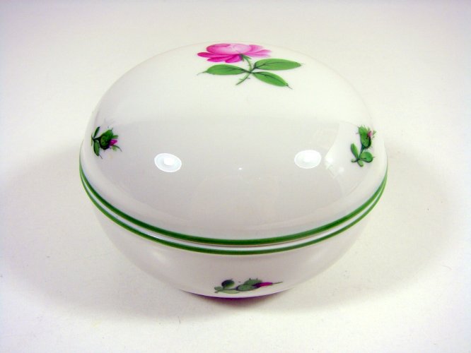 Bonbonnière Porcelaine Vienne Décor Fleurs Signée D - 10,5 cm TBE