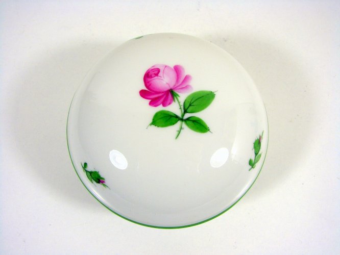 Bonbonnière Porcelaine Vienne Décor Fleurs Signée D - 10,5 cm TBE