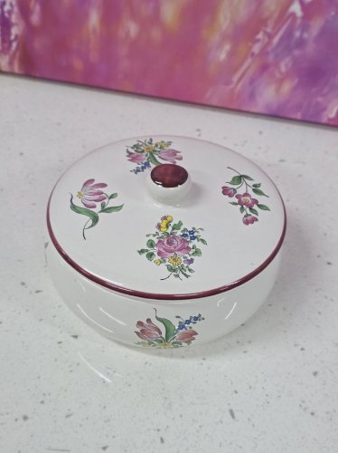 bonbonnière poudrier boite à bonbons faïence KG lunéville motif réverbère