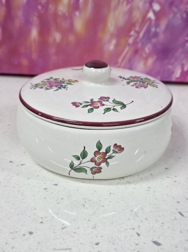 bonbonnière poudrier boite à bonbons faïence KG lunéville motif réverbère