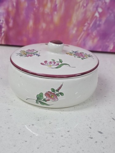 bonbonnière poudrier boite à bonbons faïence KG lunéville motif réverbère