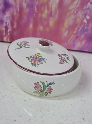 bonbonnière poudrier boite à bonbons faïence KG lunéville motif réverbère