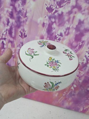 bonbonnière poudrier boite à bonbons faïence KG lunéville motif réverbère