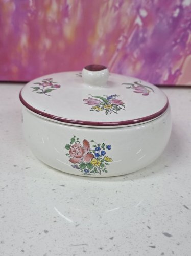 bonbonnière poudrier boite à bonbons faïence KG lunéville motif réverbère