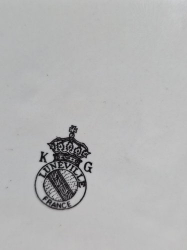 bonbonnière poudrier boite à bonbons faïence KG lunéville motif réverbère