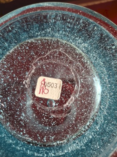 Bonbonnière pour enfants méritants en verre bullé de Biot, dit pot apothicaire avec son couvercle