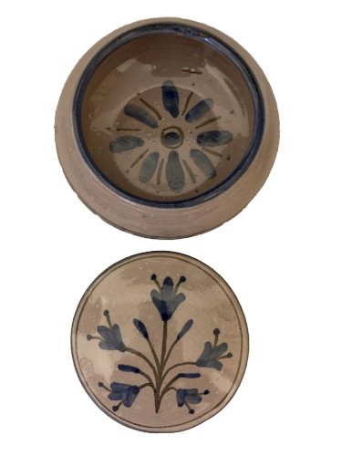 bonbonniere vide poche  à décor de feuillage  artisanale Corse Calvi vintage art