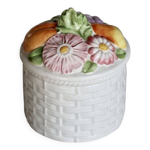 Bonbonnière vintage céramique tressée et barbotine
