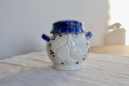 Bonbonnière vintage porcelaine décor citron – Style méditerranéen barbotine