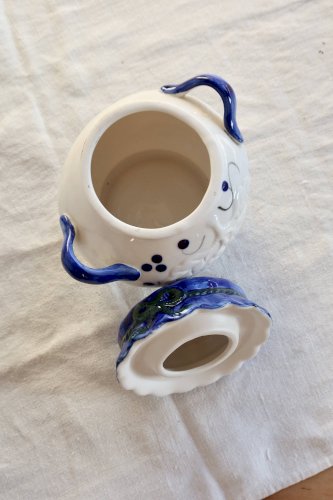 Bonbonnière vintage porcelaine décor citron – Style méditerranéen barbotine