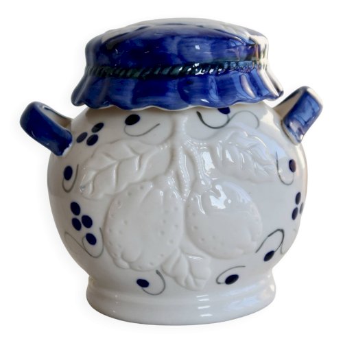 Bonbonnière vintage porcelaine décor citron – Style méditerranéen barbotine