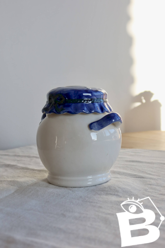 Bonbonnière vintage porcelaine décor citron – Style méditerranéen barbotine