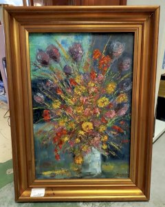 BONCORS HUILE sur TOILE BOUQUET Fleurs Art Peinture Tableau Cadre 9MAG 28/01