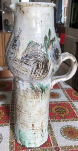 Boris Kassianoff Vallauris ceramics immense rooster pitcher vase unique piece
