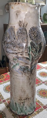 Boris Kassianoff céramique Vallauris immense vase pichet au coq pièce unique