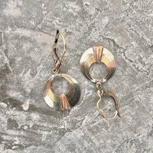 Art Deco Earrings 1925 Oria Brand Vintage Gold-Plated Two-Tone, Antique