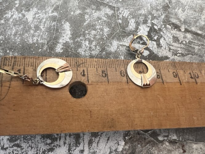 Boucle D’Oreille Art Déco 1925 Marque Oria  Bicolore plaqué or vintage, ancien